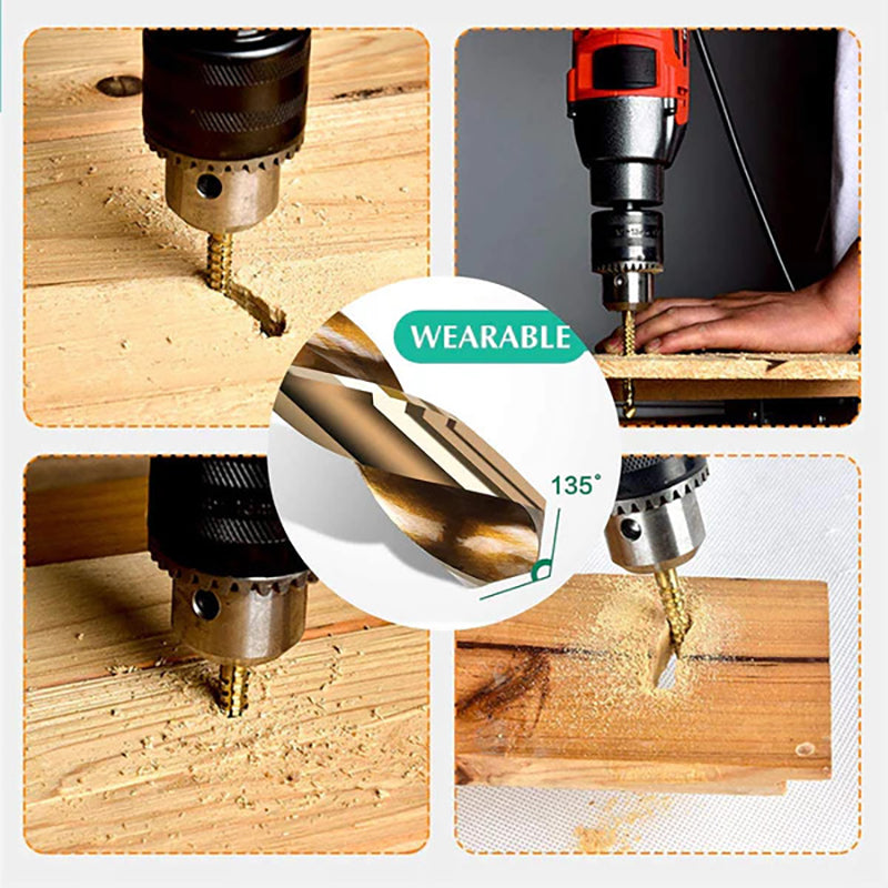 6 Pack Titanium Coated HSS Twist Drill Bits（3-8mm）