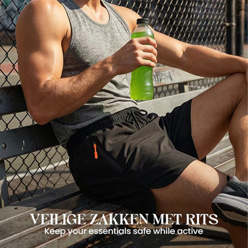 Breathable athletic shorts with zippered pockets