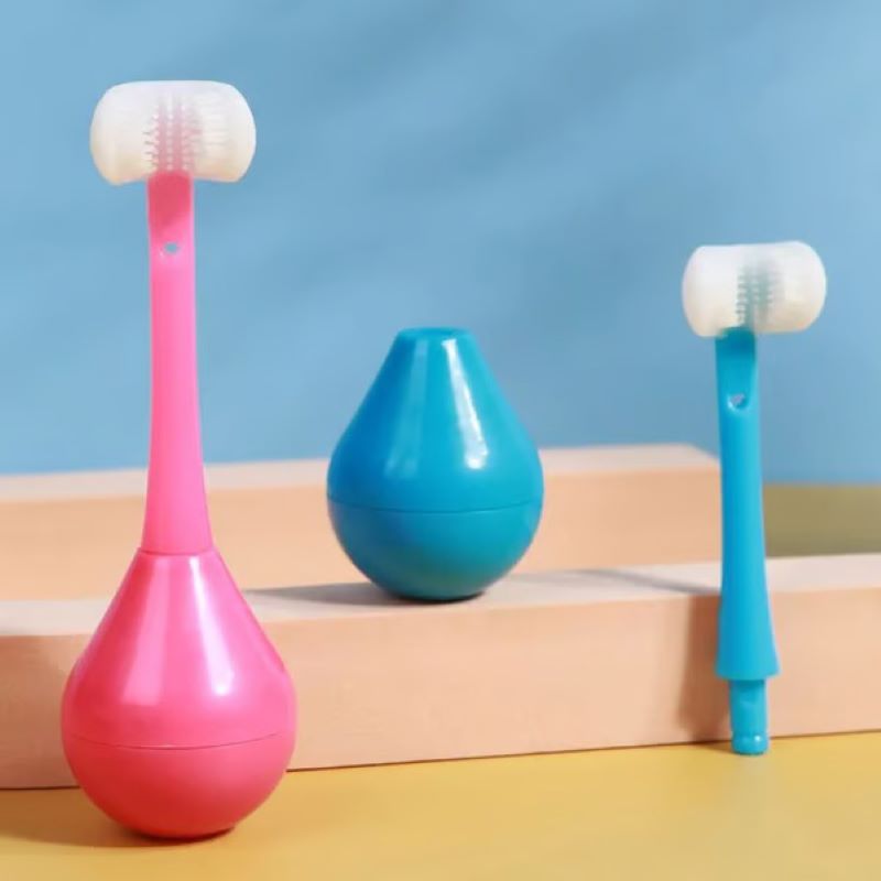 Three-sided tumbler children's toothbrush