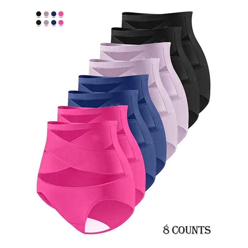 Plus-size high-waisted cross-over shaping underwear