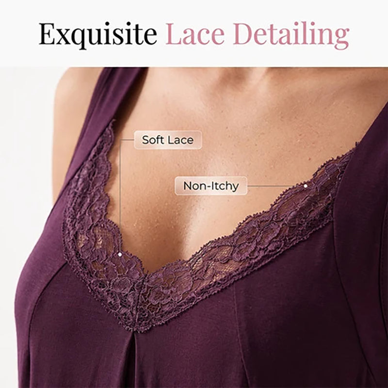 Women's Loose-Fit V-Neck Modal & Lace Nightgown (2026 Series)