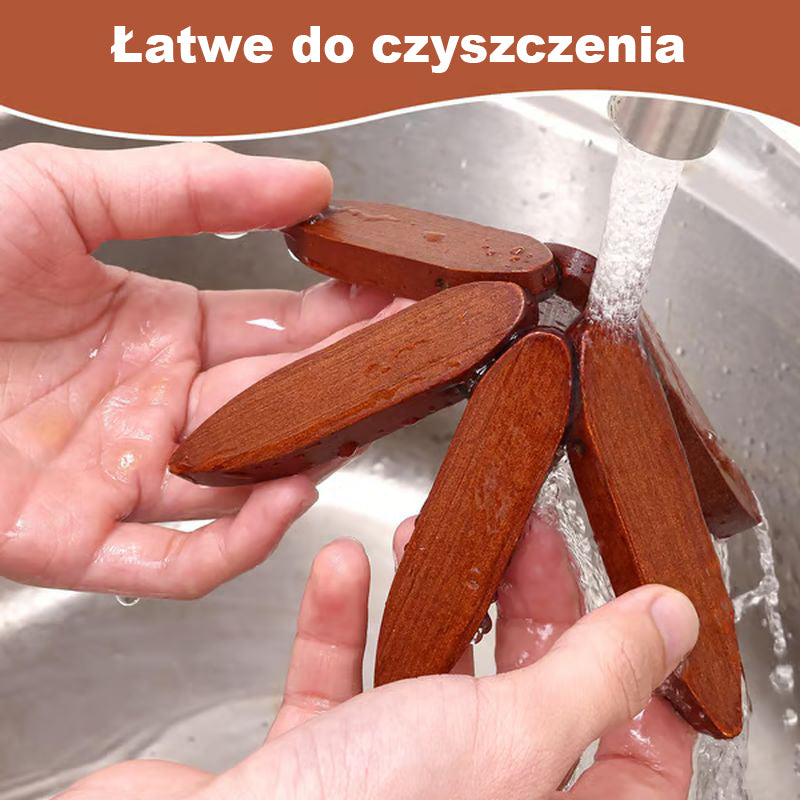 Podstawka pod gorące naczynia z naturalnego drewna, odporna na ciepło