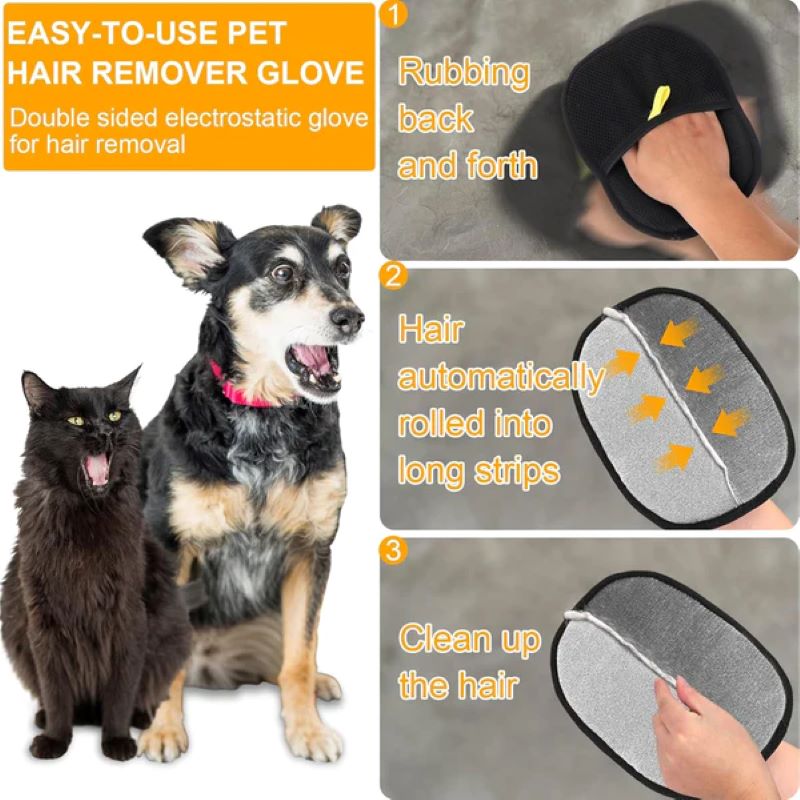 Pet static hair removal gloves