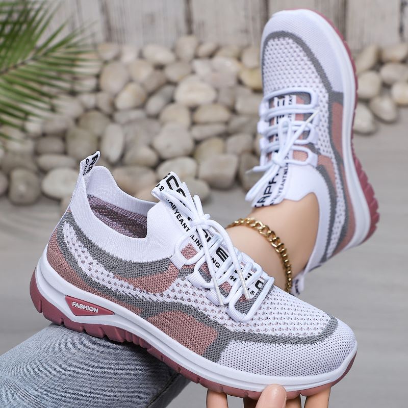 Women's casual shallow lace-up mesh shoes