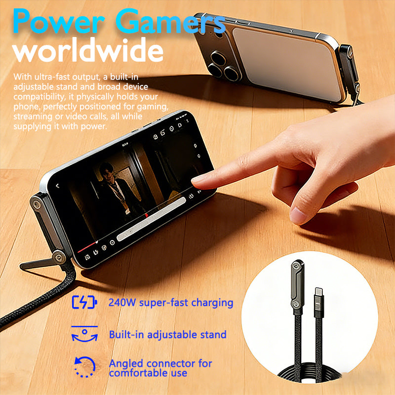 A revolutionary charging cable with a built-in stand
