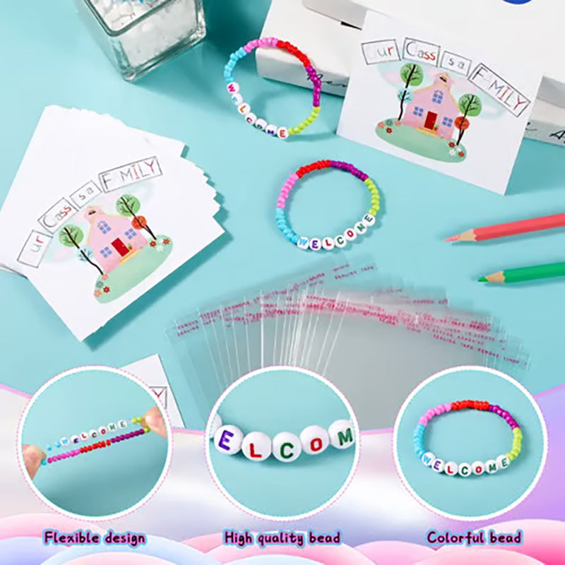 Acrylic letter colored seed bead bracelet