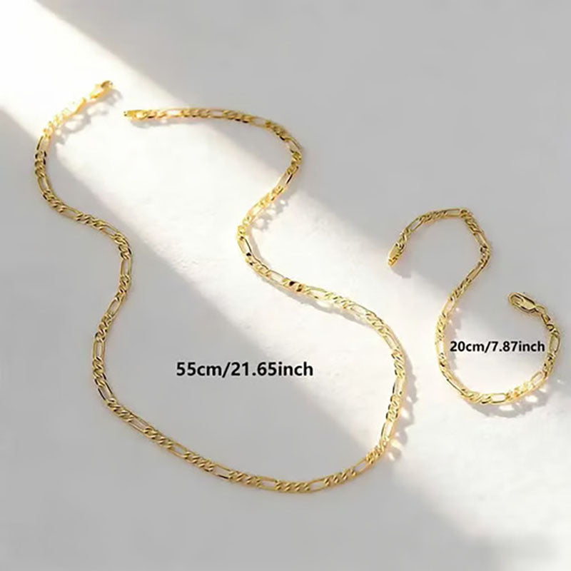 18K Gold Jewelry Two-Piece Set: Bracelet and Necklace