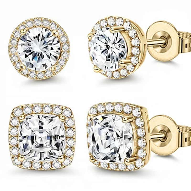 Fresh geometric full diamond earrings set with zircon-Buy 1 Get 1 Free (2 Pairs)