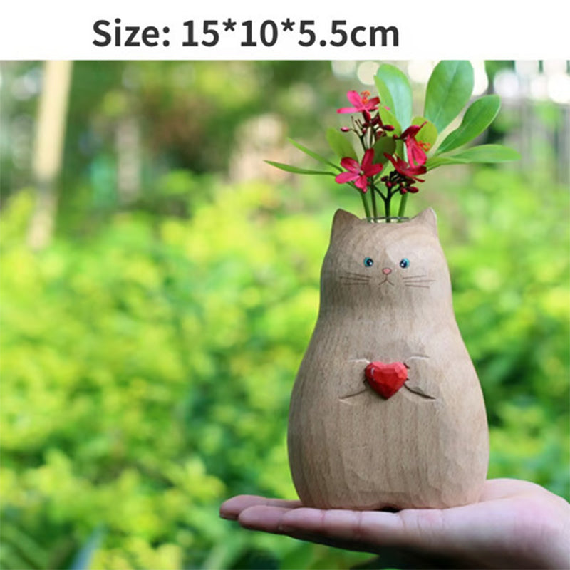 Resin cat heart vase