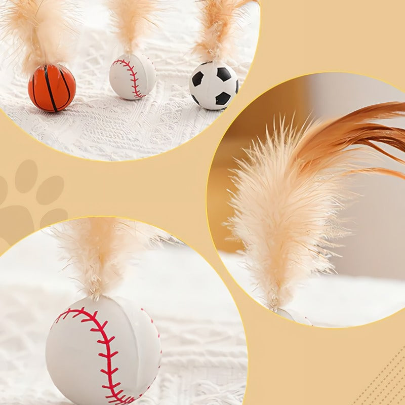 🔥Interactive Bouncy Ball for Cats with Feathers🐱