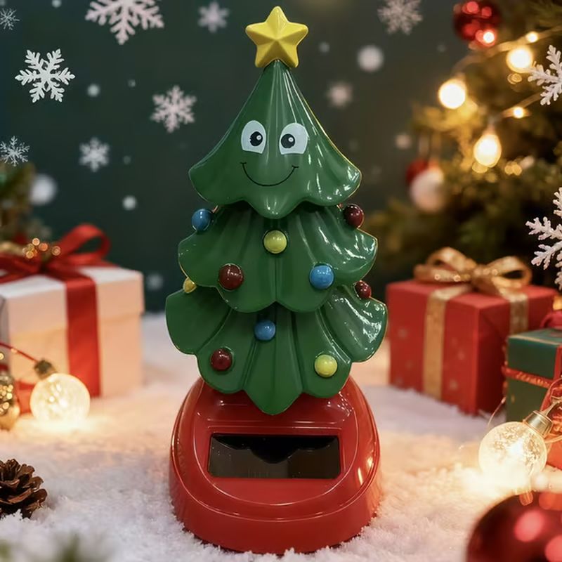 Solar-powered dancing Christmas tree car ornament