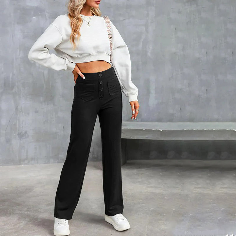 Multi Pocket High Elastic Pants