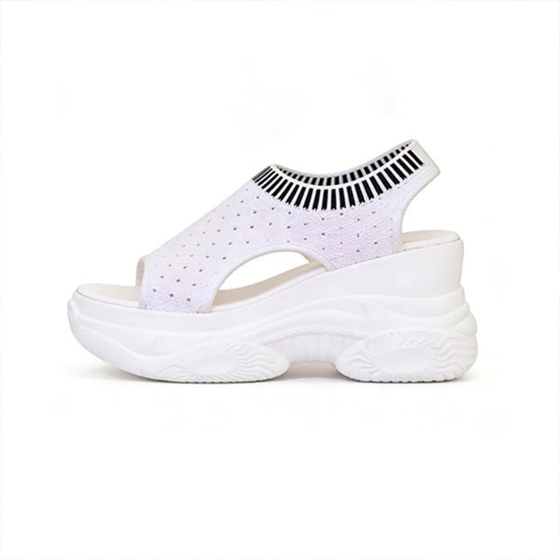 Breathable knit wedge platform shoes with arch support