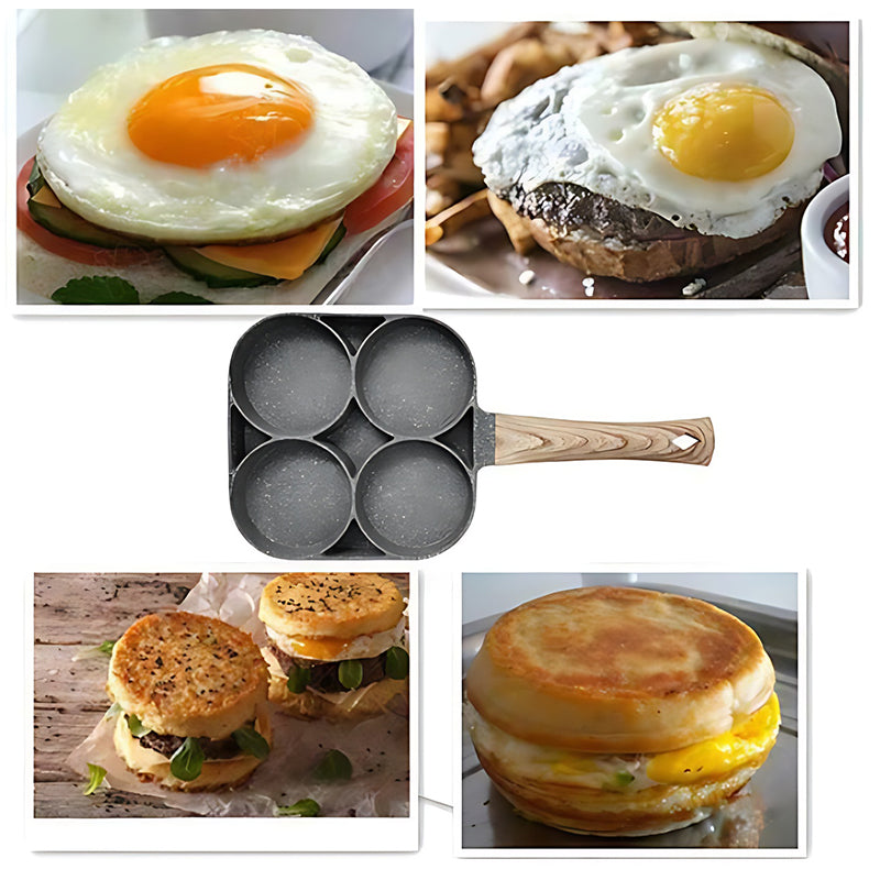 🍳Four-hole egg pan, breakfast omelette household frying pan non-stick pan🥚