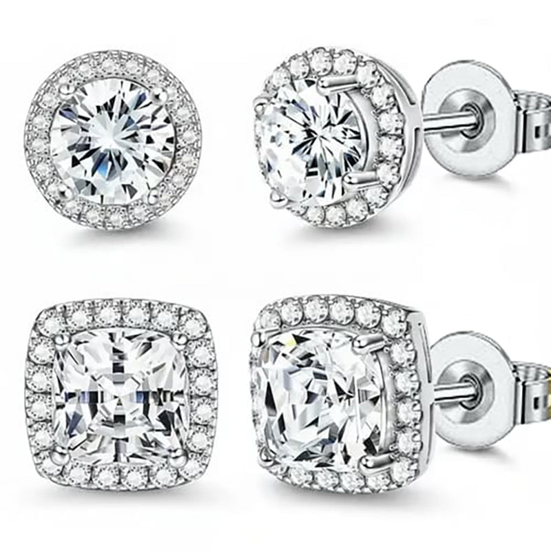 Fresh geometric full diamond earrings set with zircon-Buy 1 Get 1 Free (2 Pairs)
