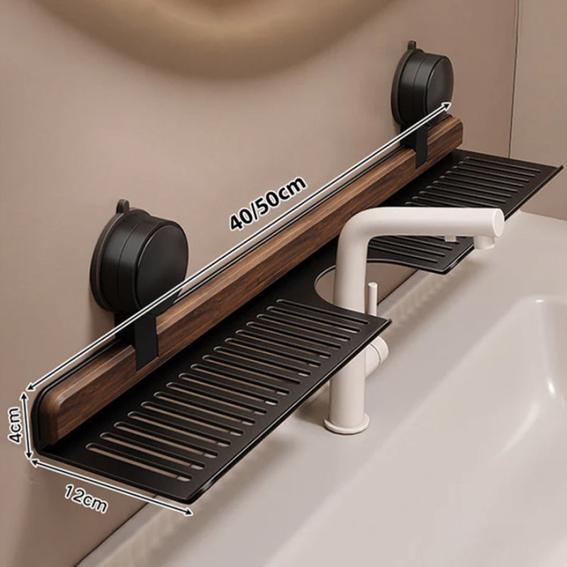 Walnut Suction Cup Bathroom Shelf