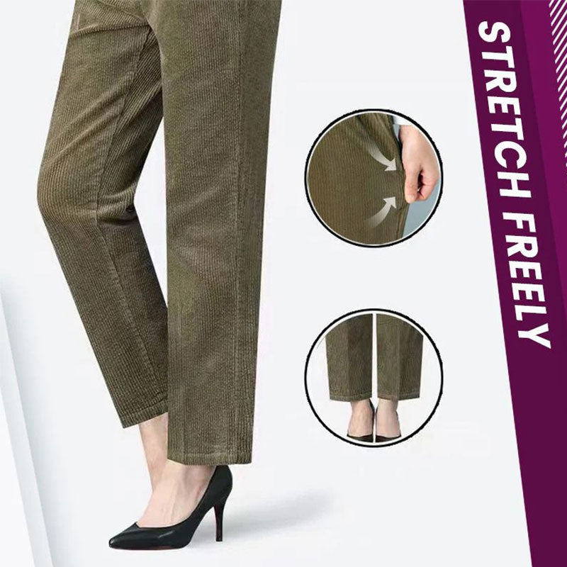 Women's High Waist Stretch Corduroy Pants