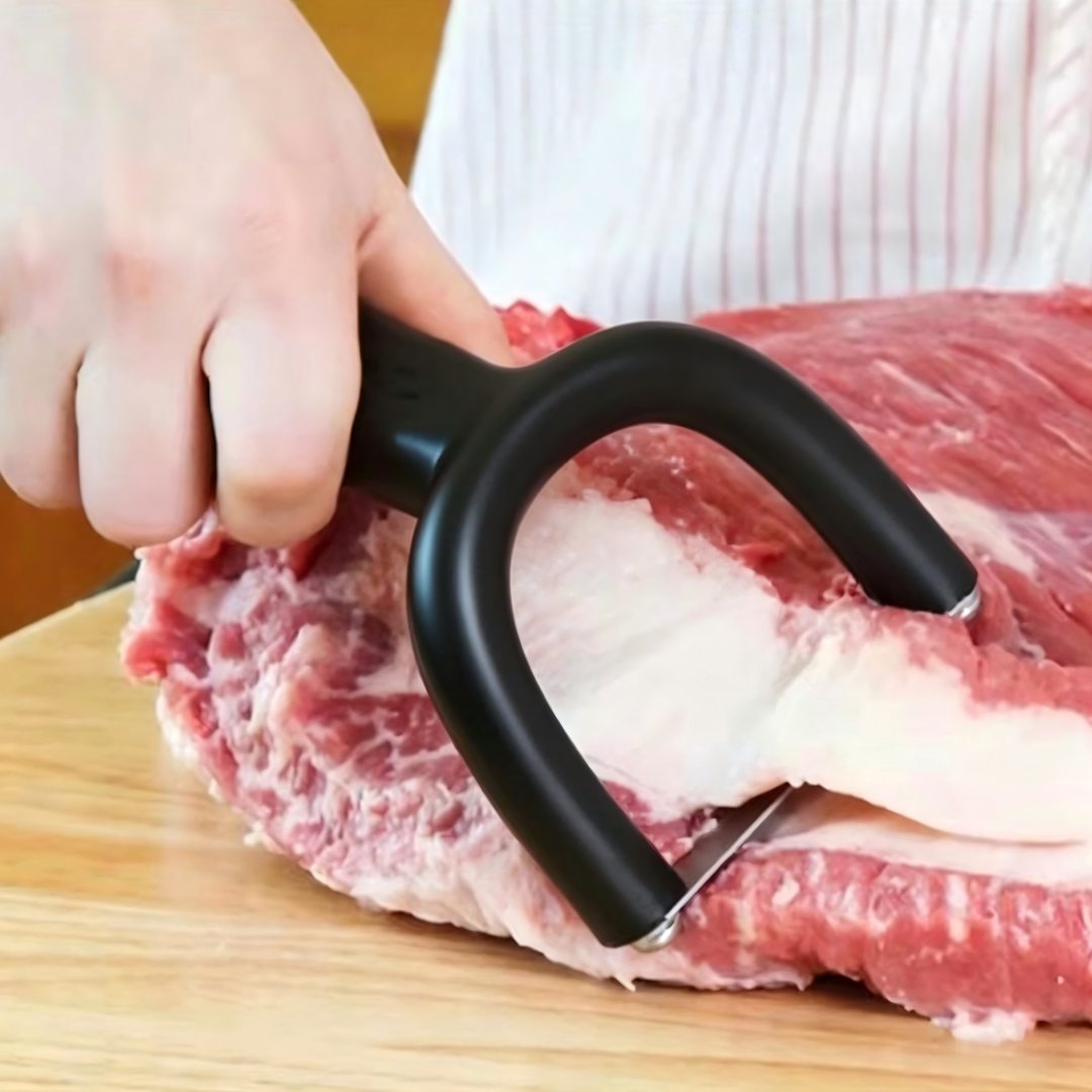 Portable meat defatting tool