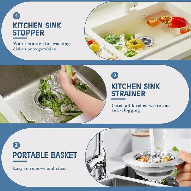 Stainless steel kitchen sink pop-up drain