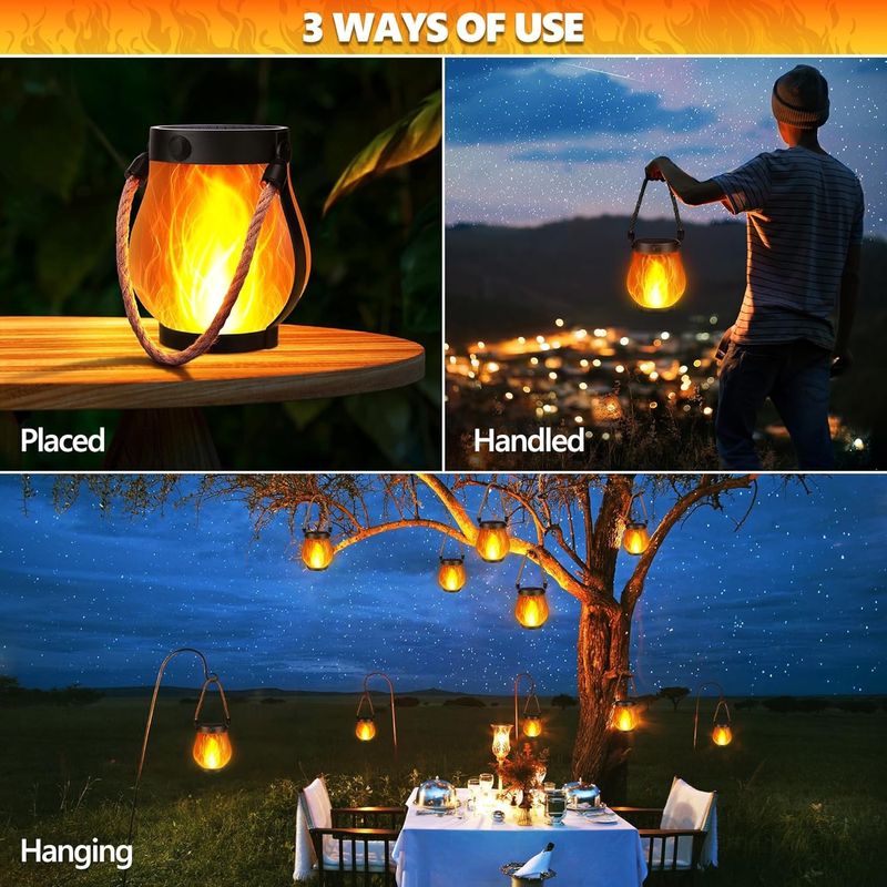 Solar Outdoor Hemp Rope Flame Lamp