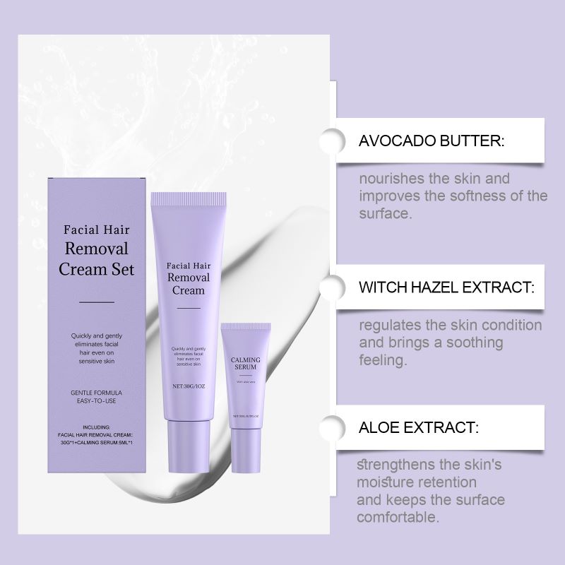 Facial hair removal cream set