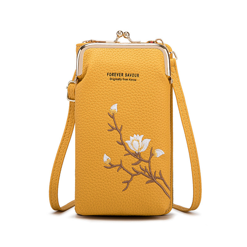 Embroidered women's crossbody wallet