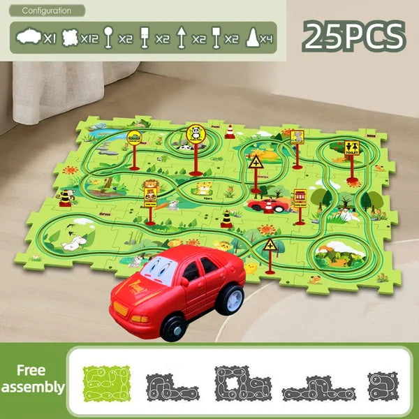 Children's Educational Puzzle Track Car Play Set