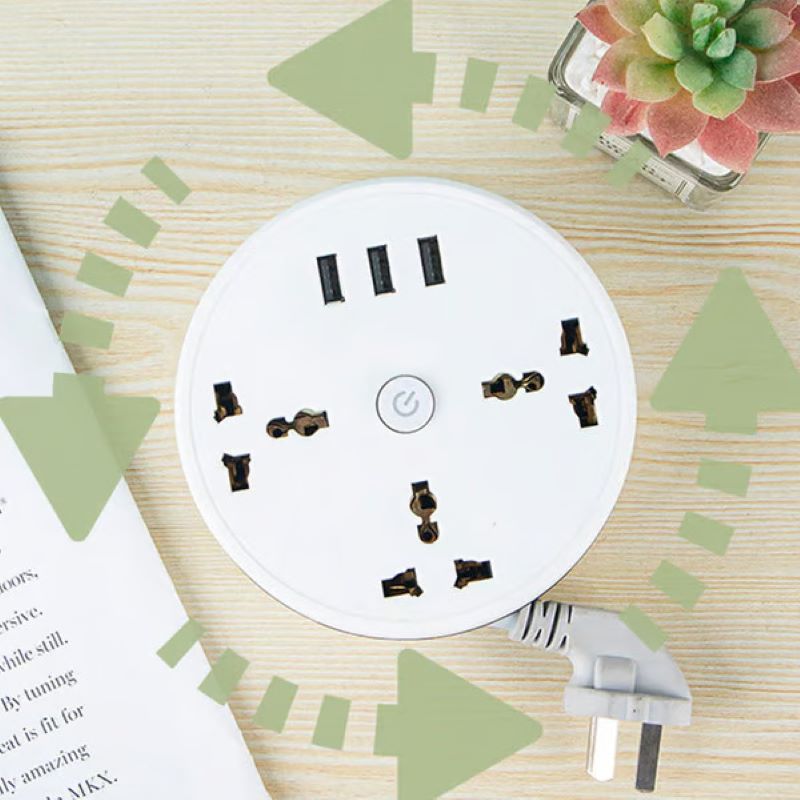 💥Universal storage round power strip