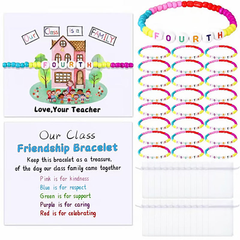 Acrylic letter colored seed bead bracelet