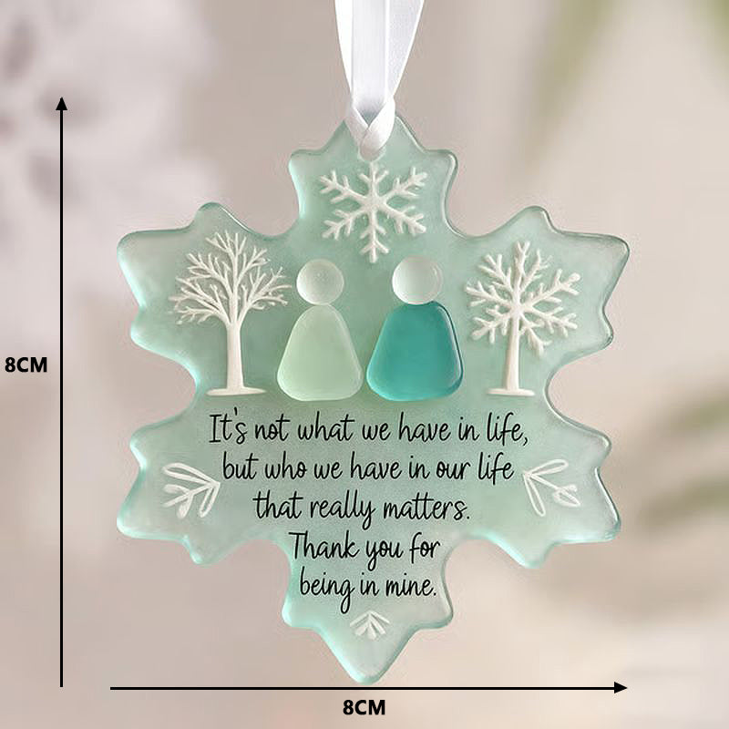 Snowflake-shaped acrylic friendship ornaments