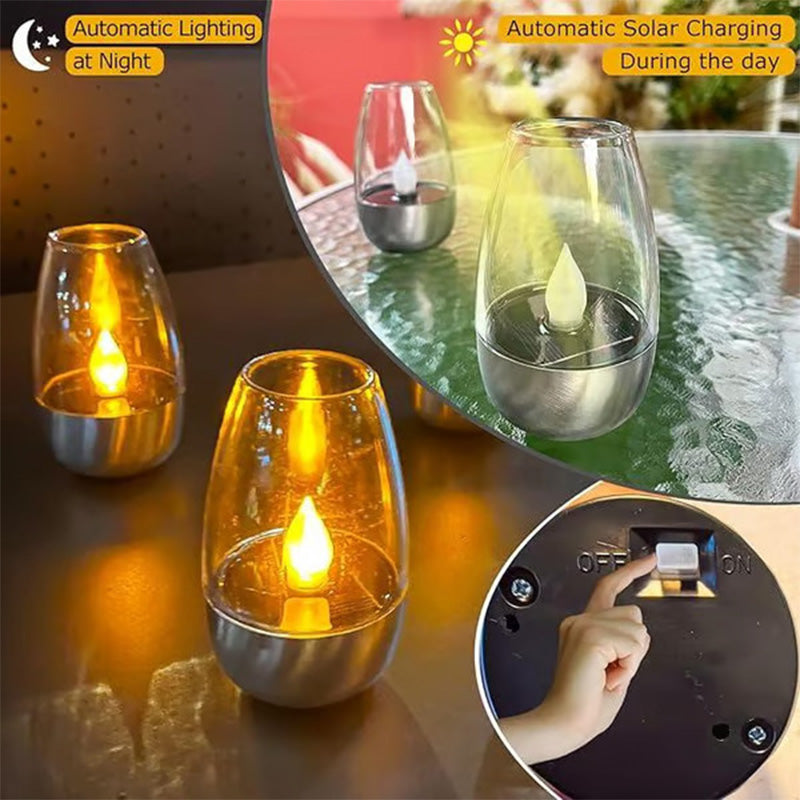 Solar-powered candle wine glass lamp