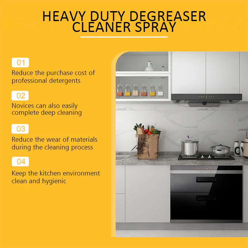 Powerful kitchen degreasing and cleaning spray