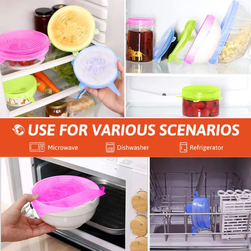 Reusable elastic silicone food storage cover