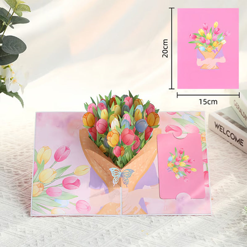 3D pop-up flower greeting cards that never fade
