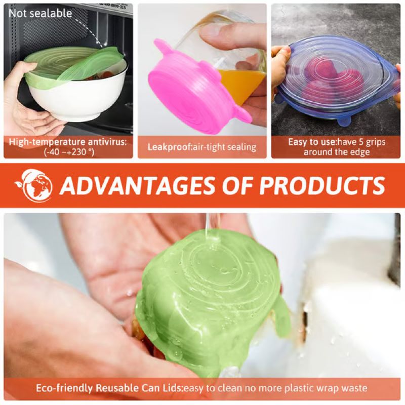 Reusable elastic silicone food storage cover
