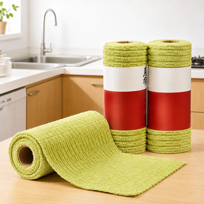 Reusable microfiber cleaning cloth roll