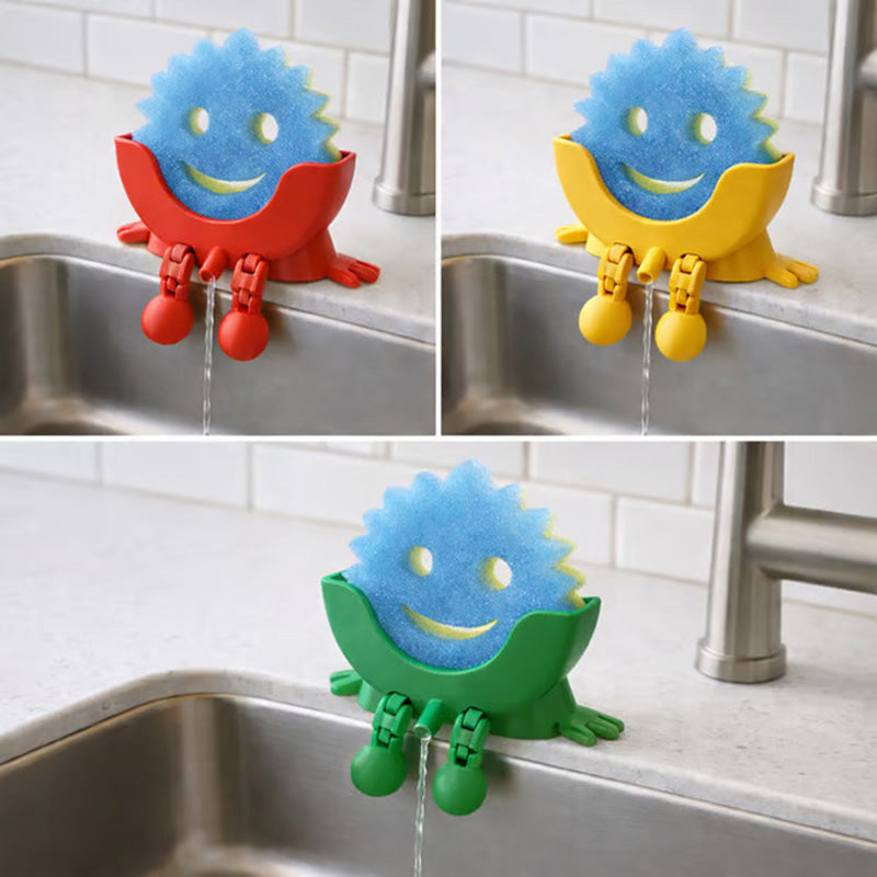 Smiley face sponge drain rack
