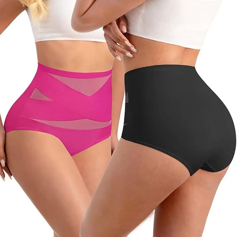 Plus-size high-waisted cross-over shaping underwear
