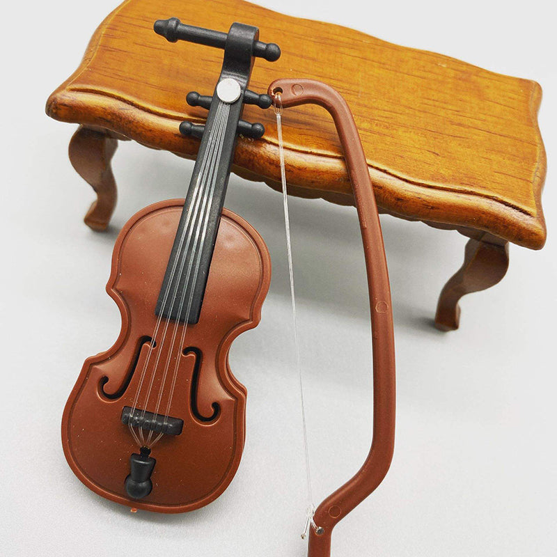 Mini Wooden Violin with Bow-Cute Decorative Piece