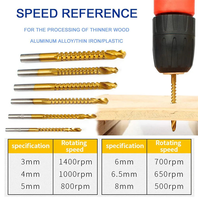 6 Pack Titanium Coated HSS Twist Drill Bits（3-8mm）