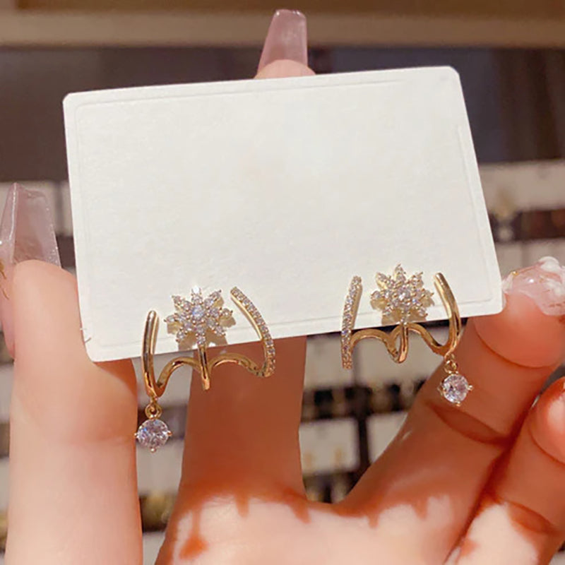 Eight-pointed star linear earrings