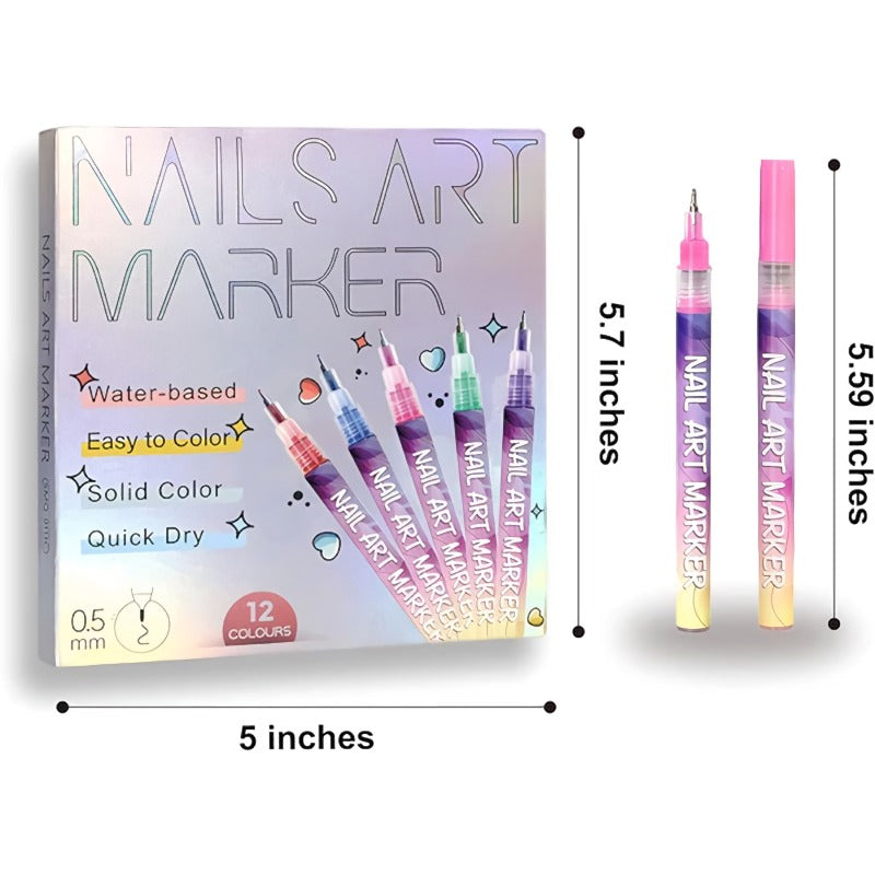 ⏳12 Pcs Colorful Nail Art Pen Set🎨💅