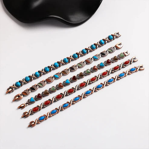 Antique-finish copper-colored magnetic bracelet