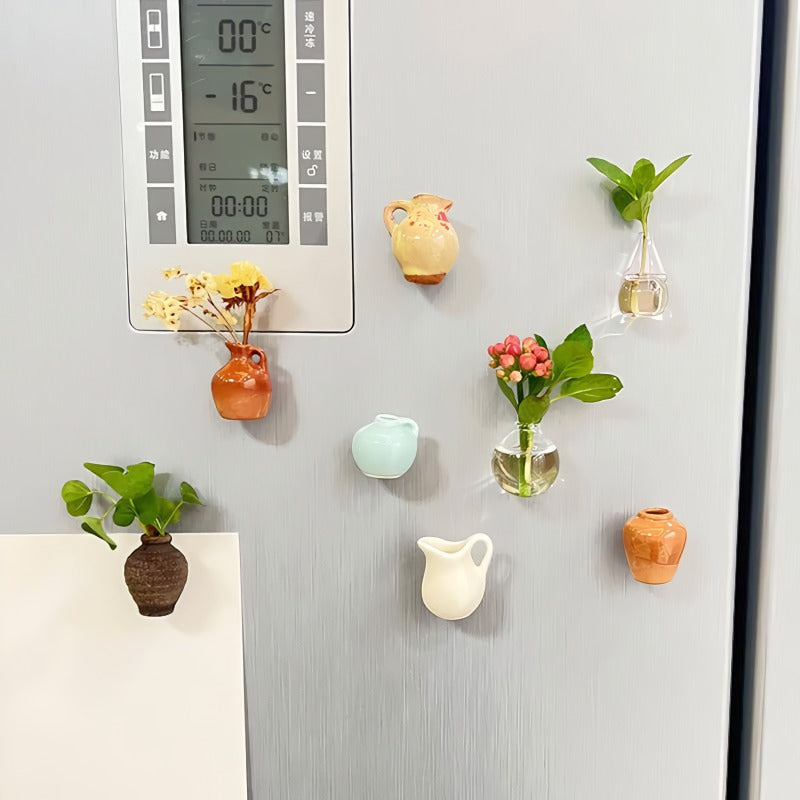 Mini ceramic vase-shaped refrigerator magnets