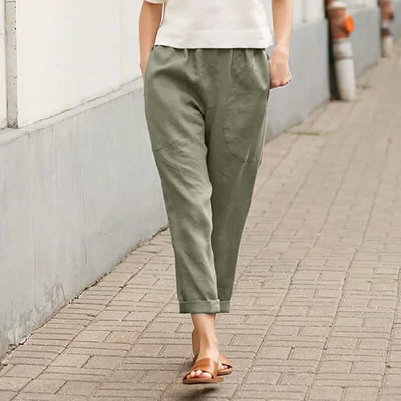 Women's Linen Cotton Large Size Loose Pants