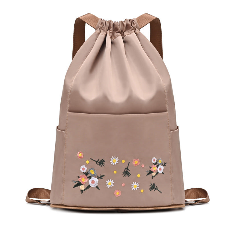 Simple embroidered drawstring yoga bag