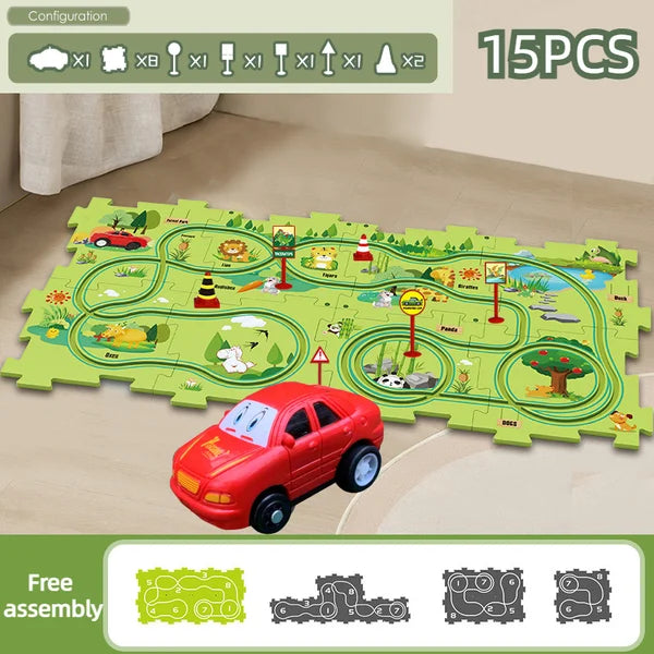 Children's Educational Puzzle Track Car Play Set