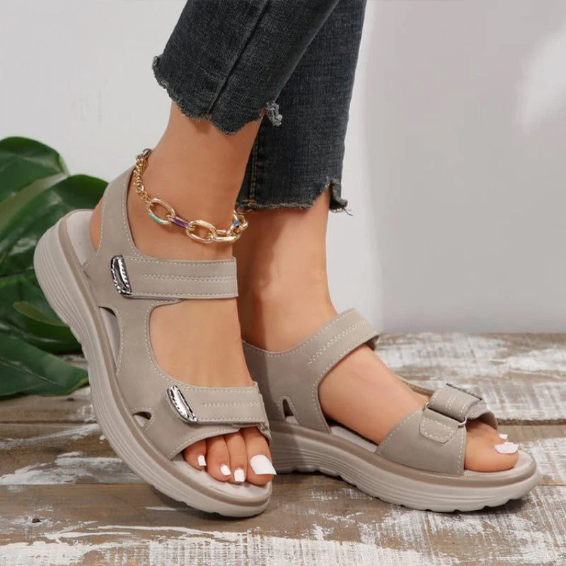 Women's Wedge Sandals with Velcro Strap