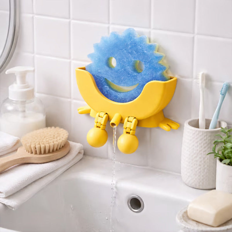 Smiley face sponge drain rack