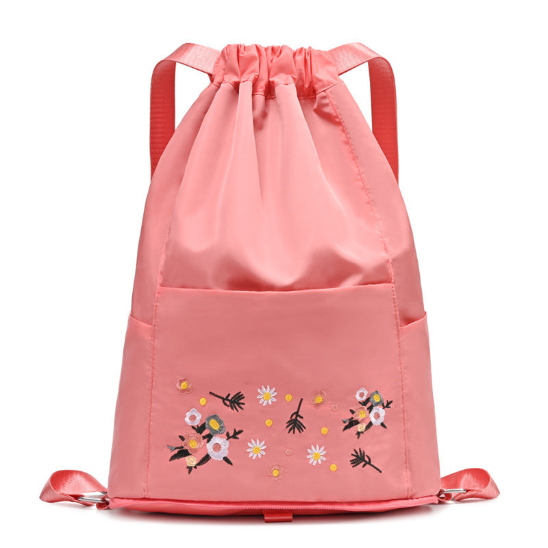 Simple embroidered drawstring yoga bag
